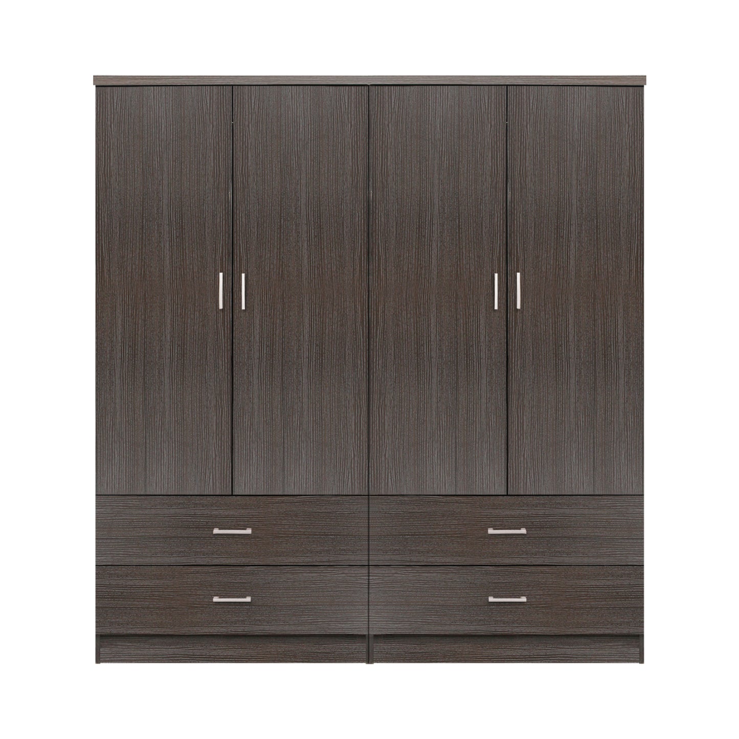 Set 2 Pieces Wardrobe 4 Leaf With 2 Drawers Zebrano 160x42x181 Hm11349.01
