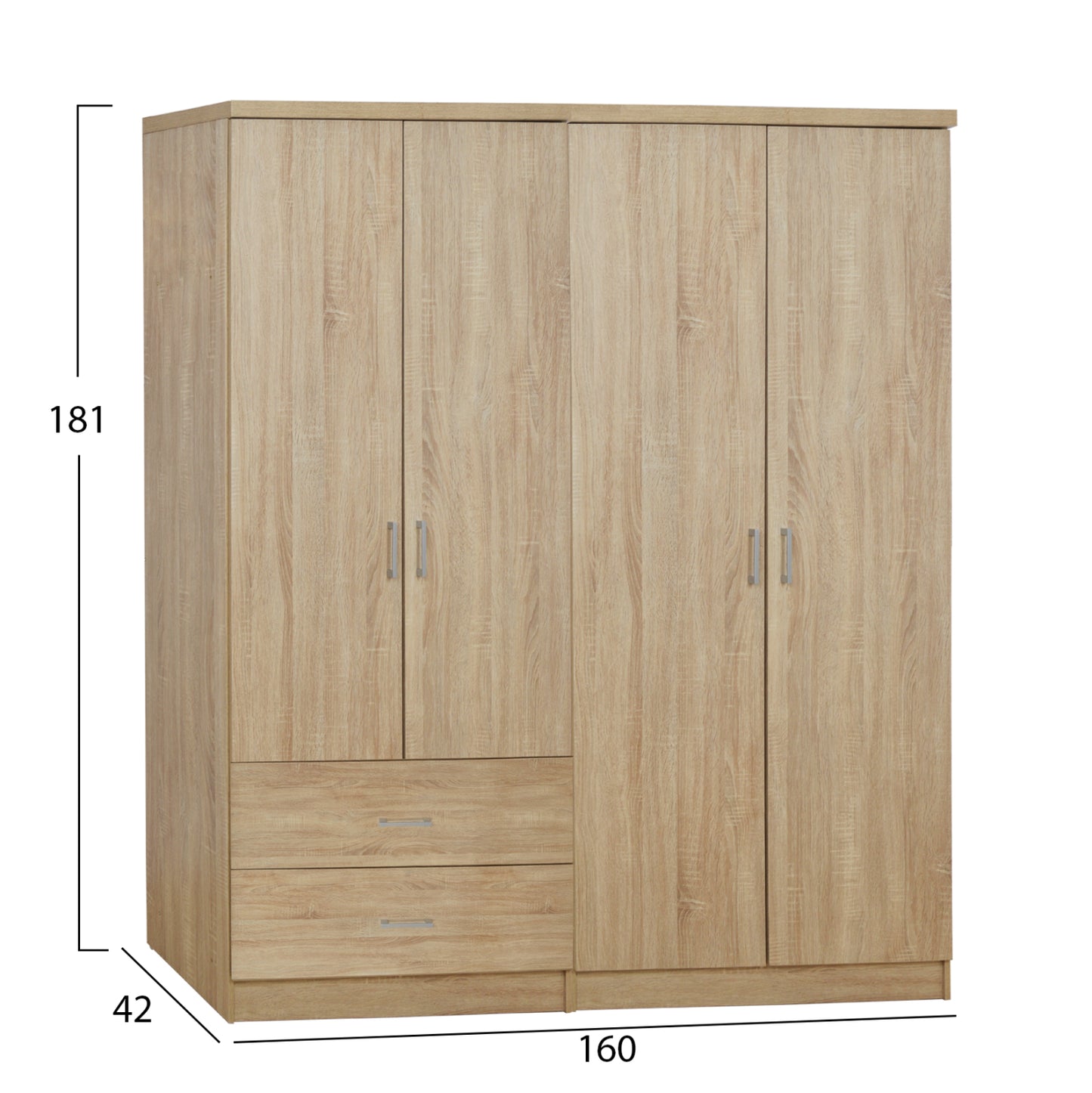 Set 2 Pieces Wardrobe 4 Leaf Sonama 160x42x181 Hm11351.02