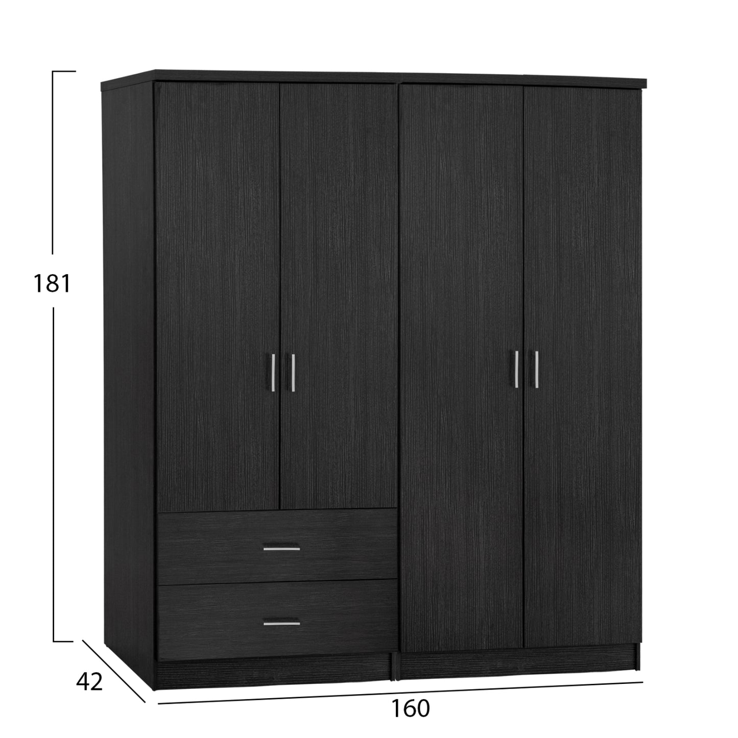 Set 2 Pieces Wardrobe 4 Leaf Zebrano 160x42x181 Hm11351.01