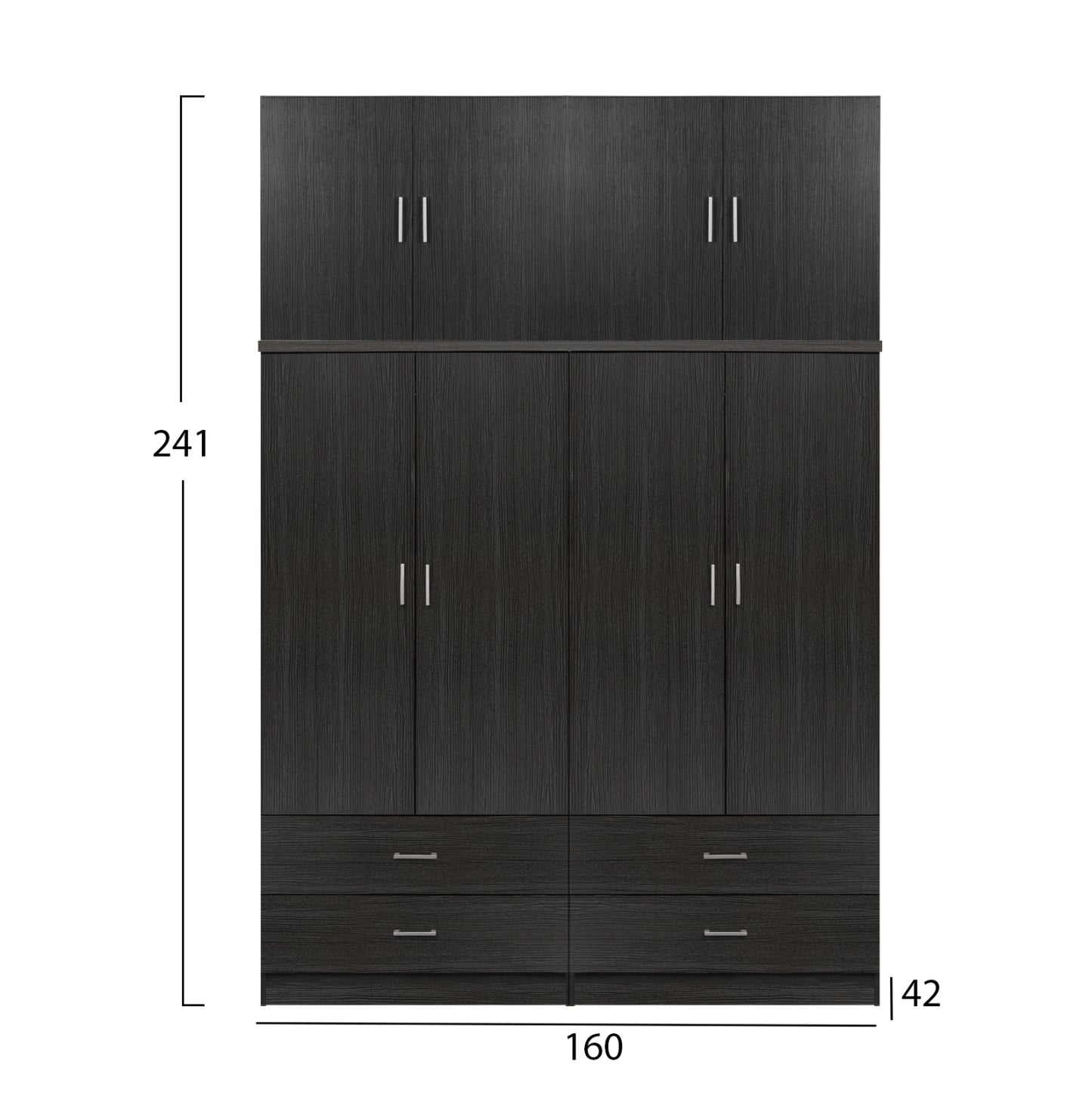 Set 2 Pieces Wardrobe 4 Leaf With Loft Zebrano 160x42x241 Hm11352.01