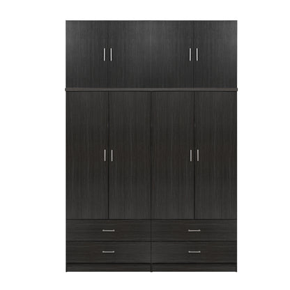 Set 2 Pieces Wardrobe 4 Leaf With Loft Zebrano 160x42x241 Hm11352.01