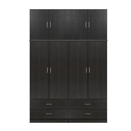 Set 2 Pieces Wardrobe 4 Leaf With Loft Zebrano 160x42x241 Hm11352.01
