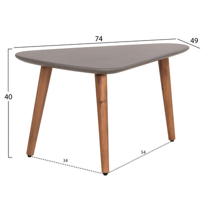 Set 2pcs Coffee Tables Prantis Hm10732.01 Fiber Cement In Grey--acacia Wood Legs