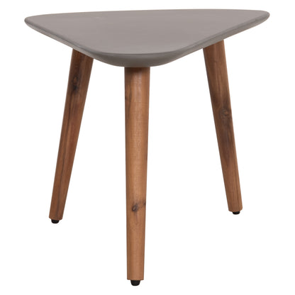 Set 2pcs Coffee Tables Prantis Hm10732.01 Fiber Cement In Grey--acacia Wood Legs