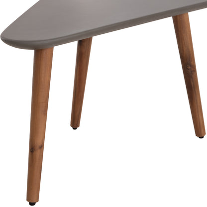 Set 2pcs Coffee Tables Prantis Hm10732.01 Fiber Cement In Grey--acacia Wood Legs