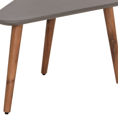 Set 2pcs Coffee Tables Prantis Hm10732.01 Fiber Cement In Grey--acacia Wood Legs