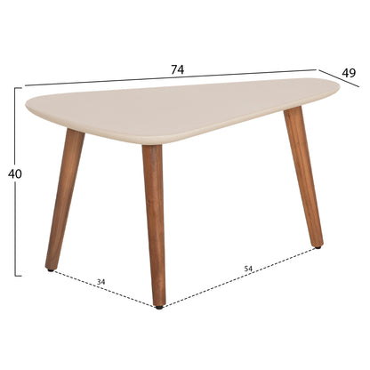 Set 2pcs Coffee Tables Prantis Hm10732.02 Fiber Cement In Beige--acacia Wood Legs