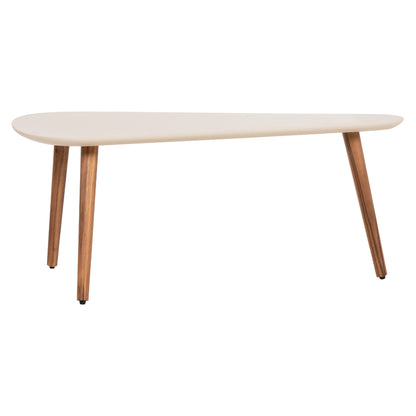Set 2pcs Coffee Tables Prantis Hm10732.02 Fiber Cement In Beige--acacia Wood Legs