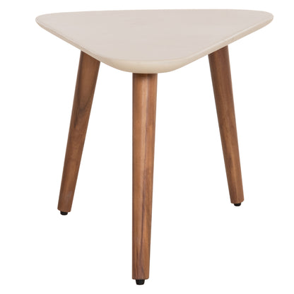 Set 2pcs Coffee Tables Prantis Hm10732.02 Fiber Cement In Beige--acacia Wood Legs