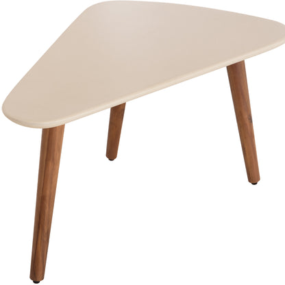Set 2pcs Coffee Tables Prantis Hm10732.02 Fiber Cement In Beige--acacia Wood Legs