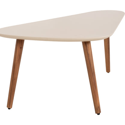 Set 2pcs Coffee Tables Prantis Hm10732.02 Fiber Cement In Beige--acacia Wood Legs