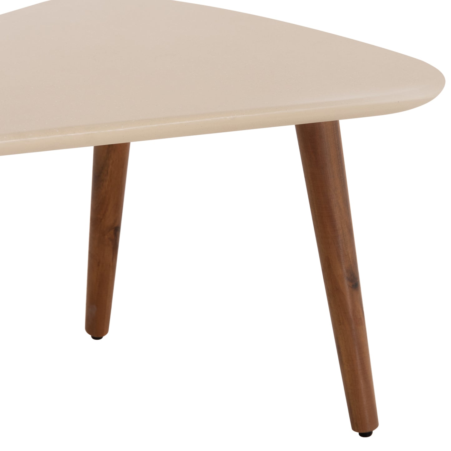 Set 2pcs Coffee Tables Prantis Hm10732.02 Fiber Cement In Beige--acacia Wood Legs