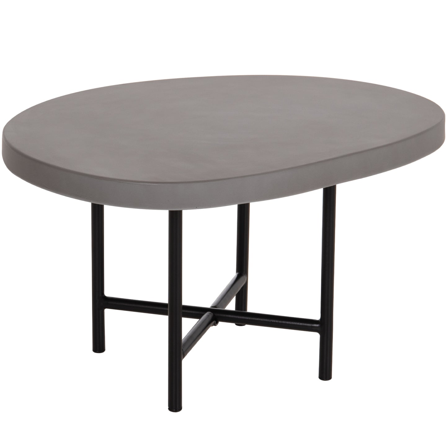 Set 2pcs Coffee Tables Iffans ΗΜ10733.01 Fiber Cement In Grey--black Metallic Legs