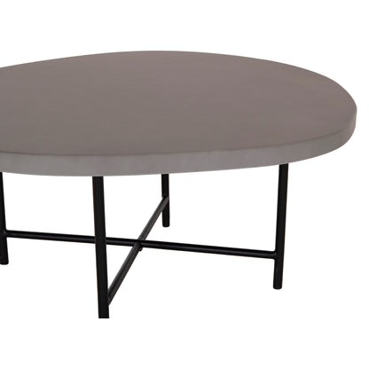 Set 2pcs Coffee Tables Iffans ΗΜ10733.01 Fiber Cement In Grey--black Metallic Legs
