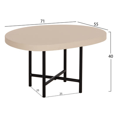 Set 2pcs Coffee Tables Iffans Hm10733.02 Fiber Cement In Beige--black Metallic Legs