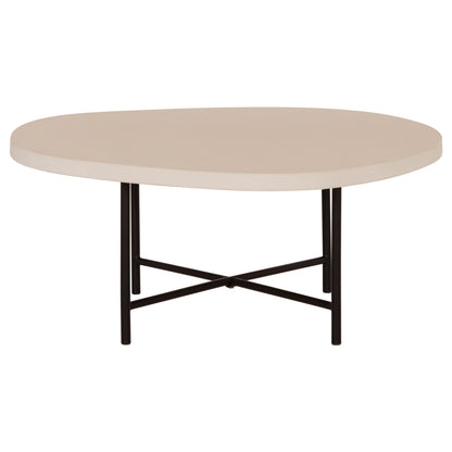 Set 2pcs Coffee Tables Iffans Hm10733.02 Fiber Cement In Beige--black Metallic Legs