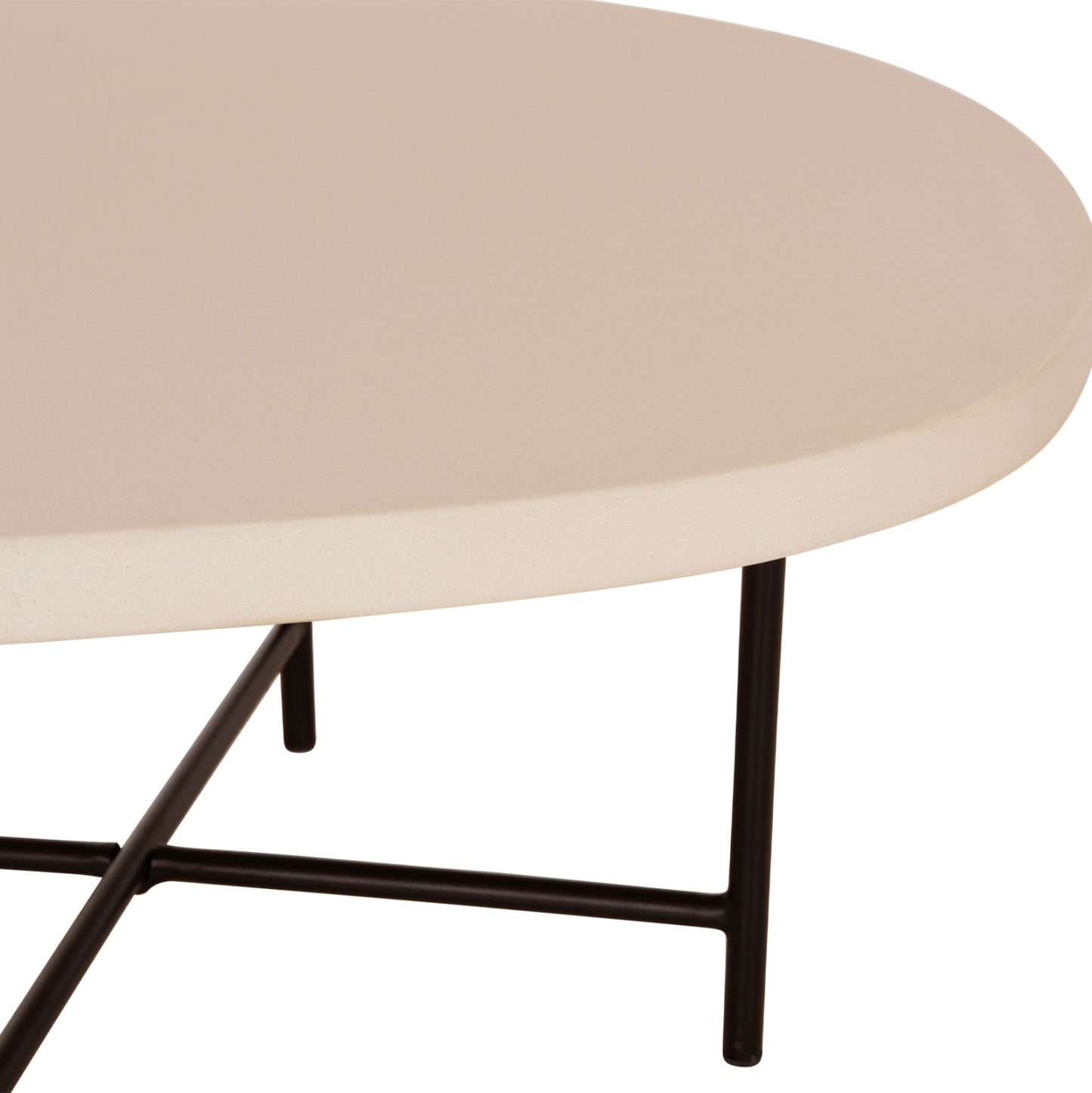 Set 2pcs Coffee Tables Iffans Hm10733.02 Fiber Cement In Beige--black Metallic Legs