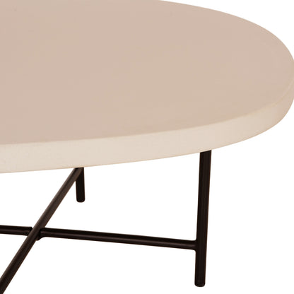 Set 2pcs Coffee Tables Iffans Hm10733.02 Fiber Cement In Beige--black Metallic Legs