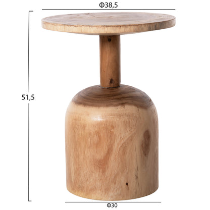 Set 2pcs Side Tables Pumbe Hm10710 Solid Suar Wood In Natural Φ38,5 & Φ39,5cm.