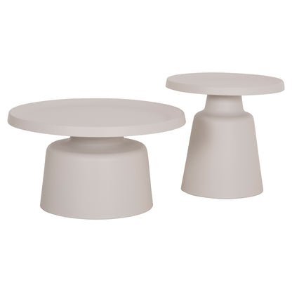 Set 2 Coffee Tables Rinkon2 Hm18304.01 All Metal In White Φ49cm & Φ69cm