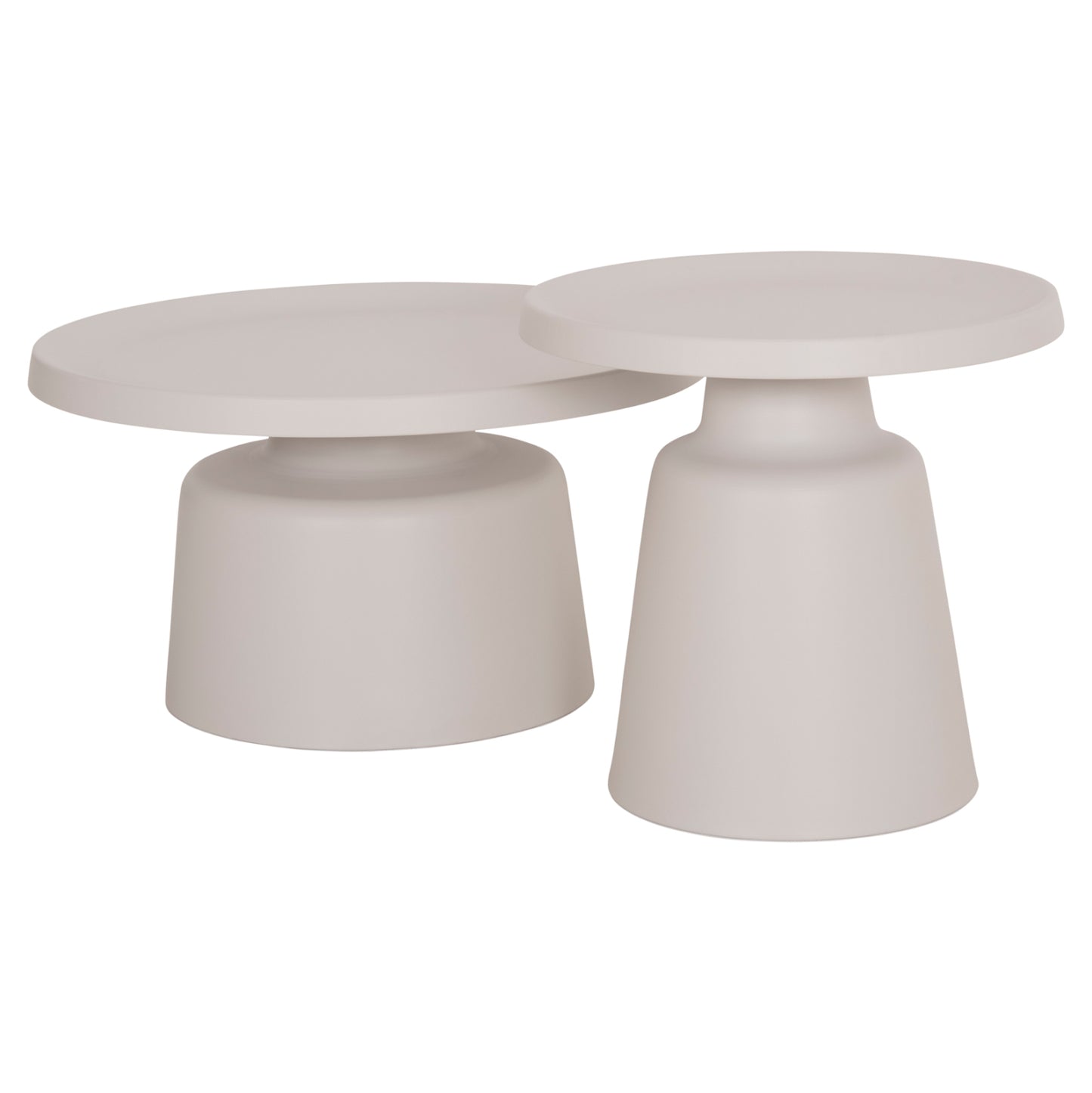 Set 2 Coffee Tables Rinkon2 Hm18304.01 All Metal In White Φ49cm & Φ69cm