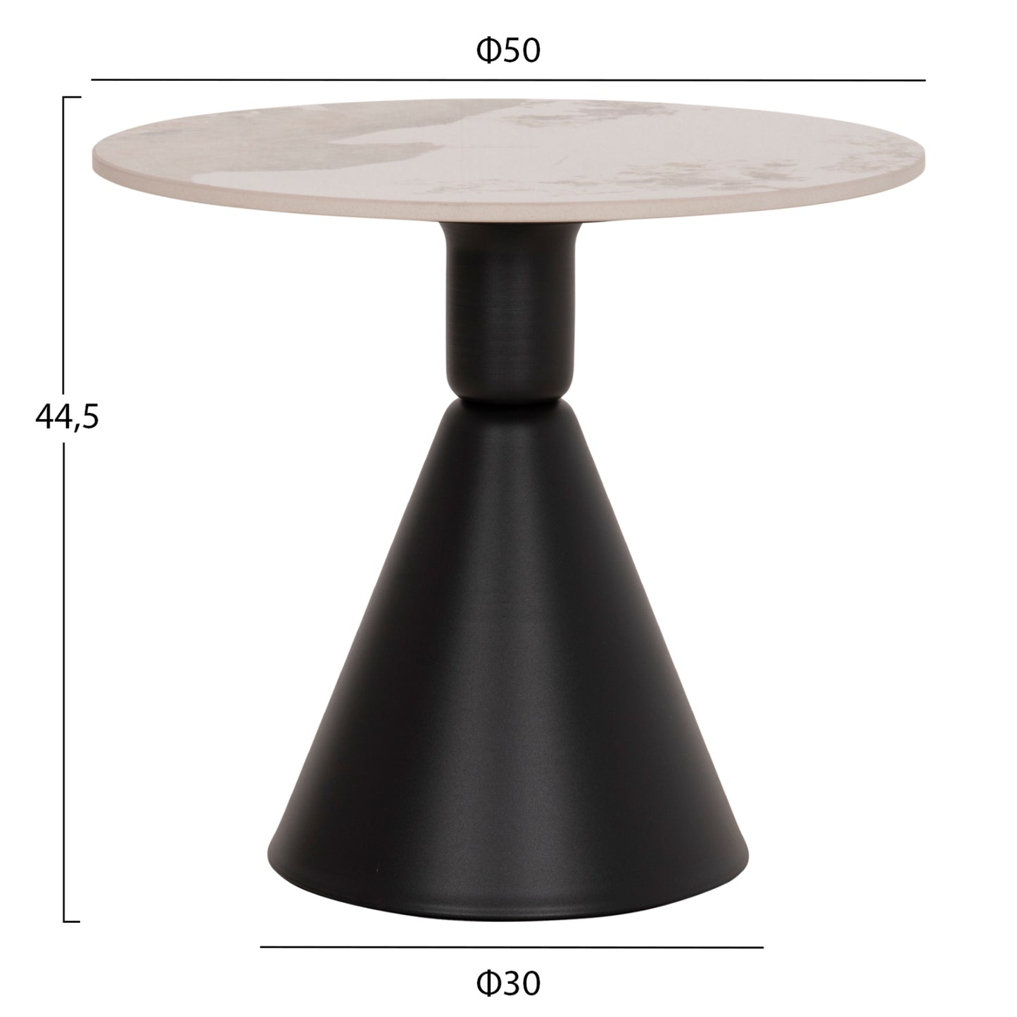 Set 2 Coffee Tables Jen Hm18305.02 Metal In Black-sintered Stone In Pandora Color Φ50cm & Φ70cm