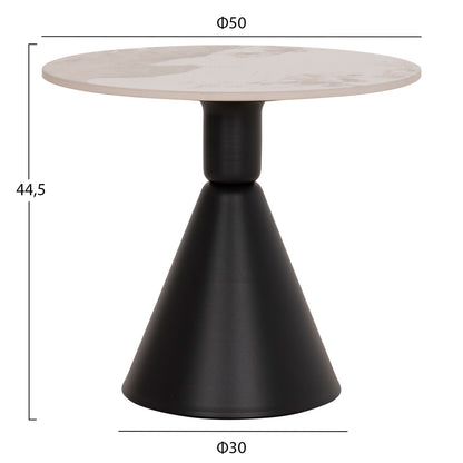 Set 2 Coffee Tables Jen Hm18305.02 Metal In Black-sintered Stone In Pandora Color Φ50cm & Φ70cm