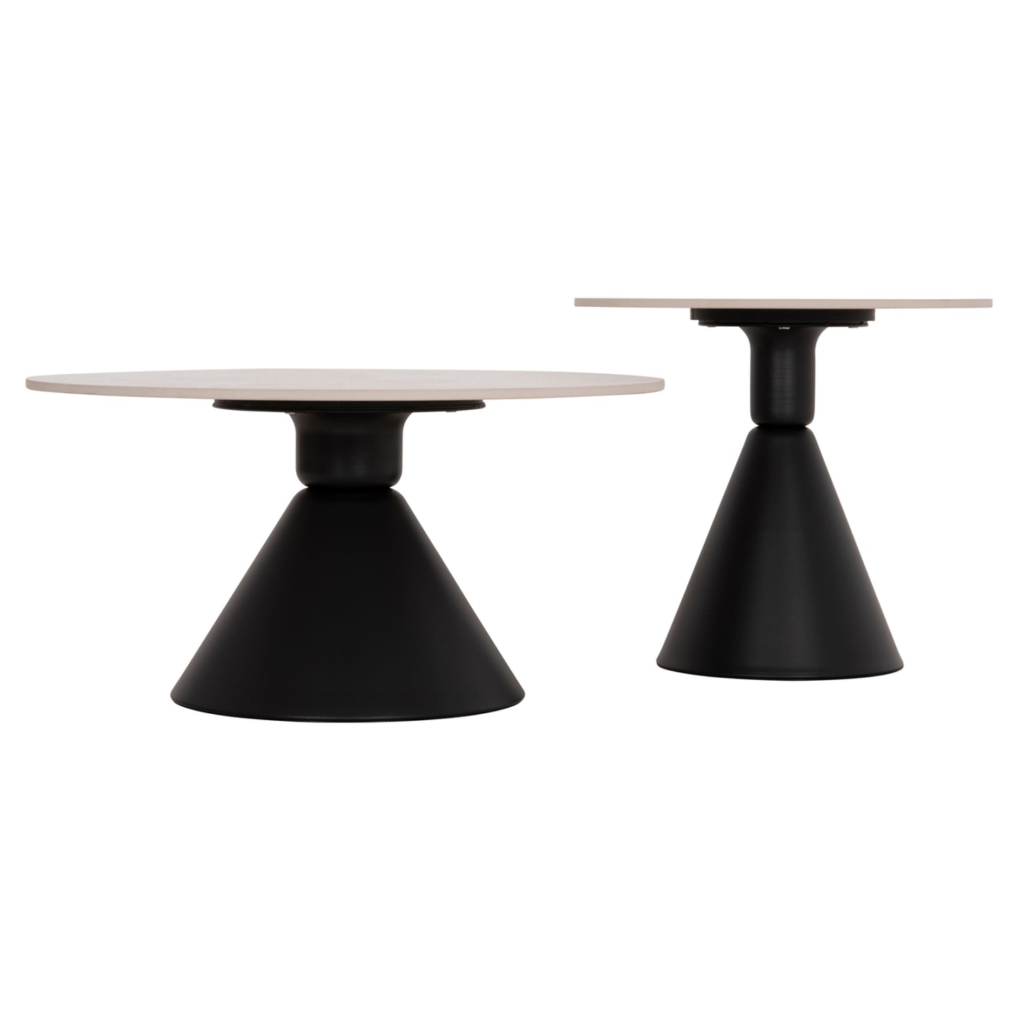Set 2 Coffee Tables Jen Hm18305.02 Metal In Black-sintered Stone In Pandora Color Φ50cm & Φ70cm