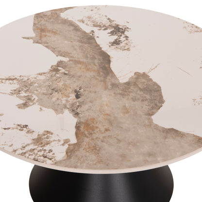 Set 2 Coffee Tables Jen Hm18305.02 Metal In Black-sintered Stone In Pandora Color Φ50cm & Φ70cm