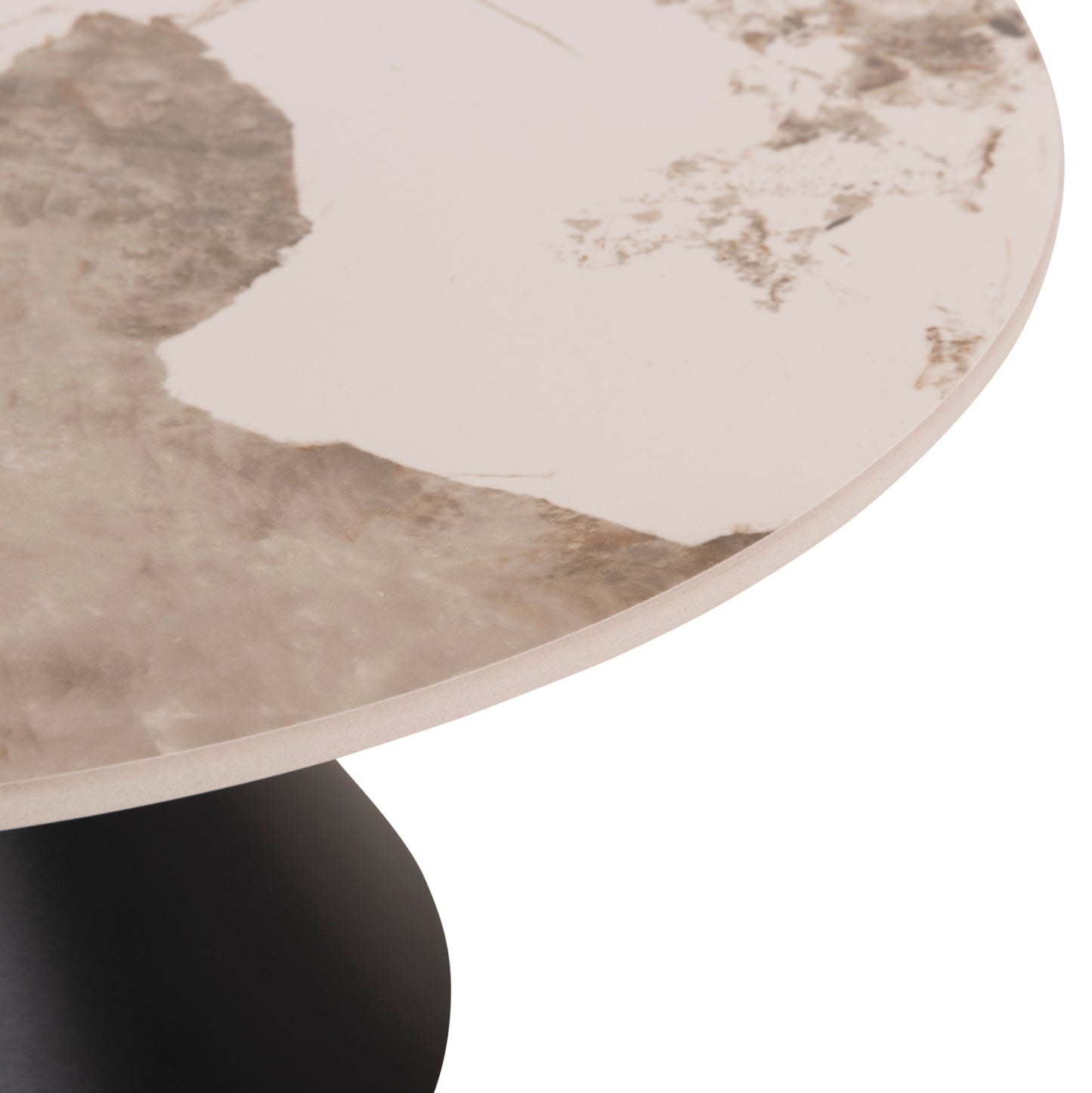Set 2 Coffee Tables Jen Hm18305.02 Metal In Black-sintered Stone In Pandora Color Φ50cm & Φ70cm