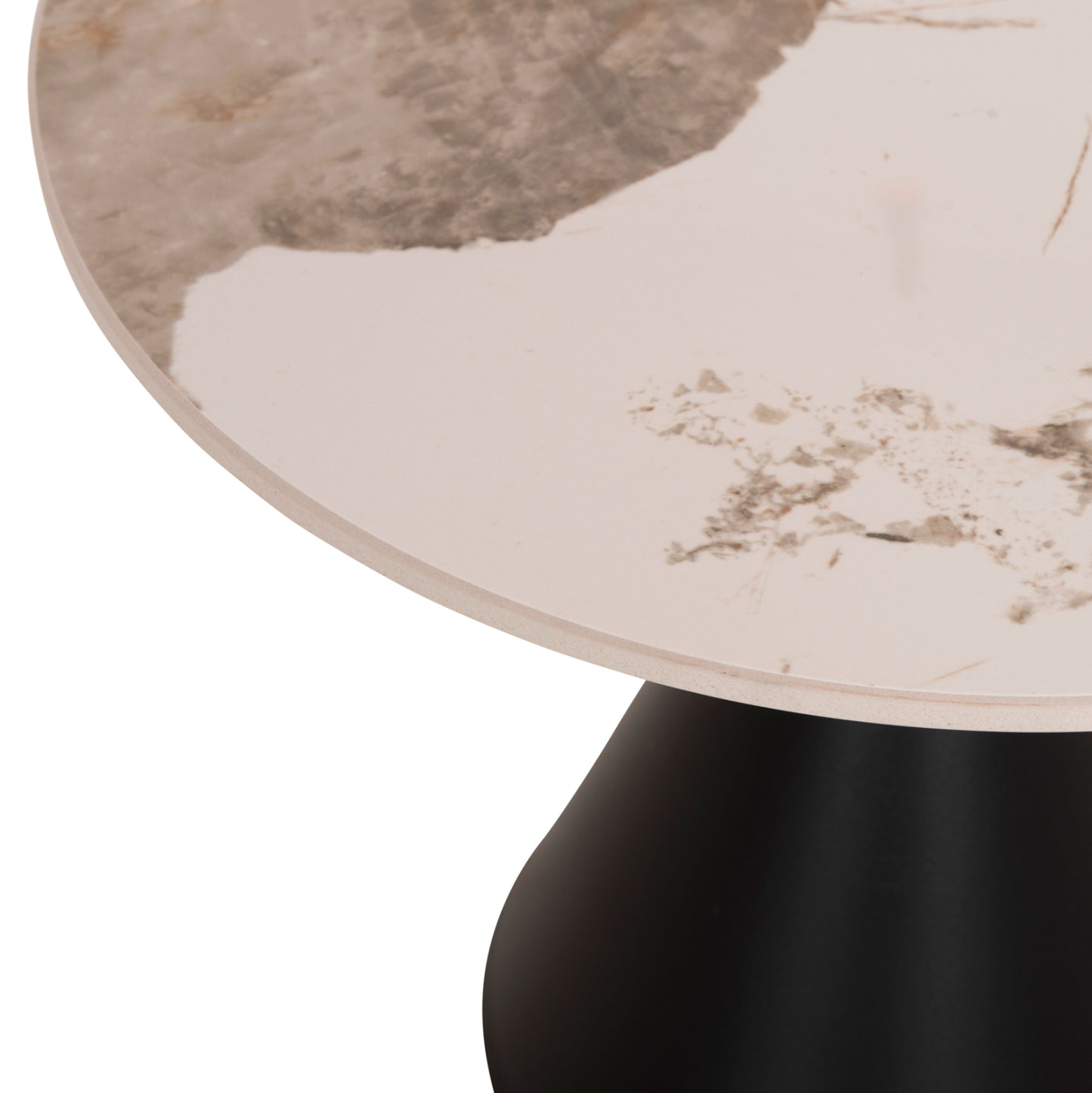 Set 2 Coffee Tables Jen Hm18305.02 Metal In Black-sintered Stone In Pandora Color Φ50cm & Φ70cm