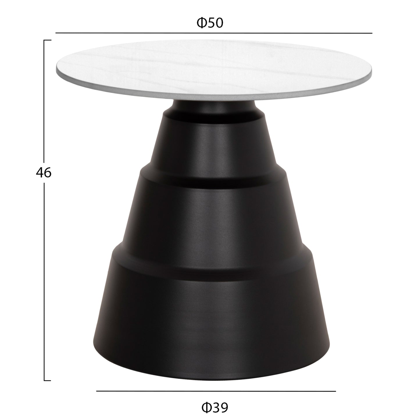 Set 2 Coffee Tables Lidox Hm18306.02 Sintered Stone Tops In Snow White Color Φ50cm & Φ70cm
