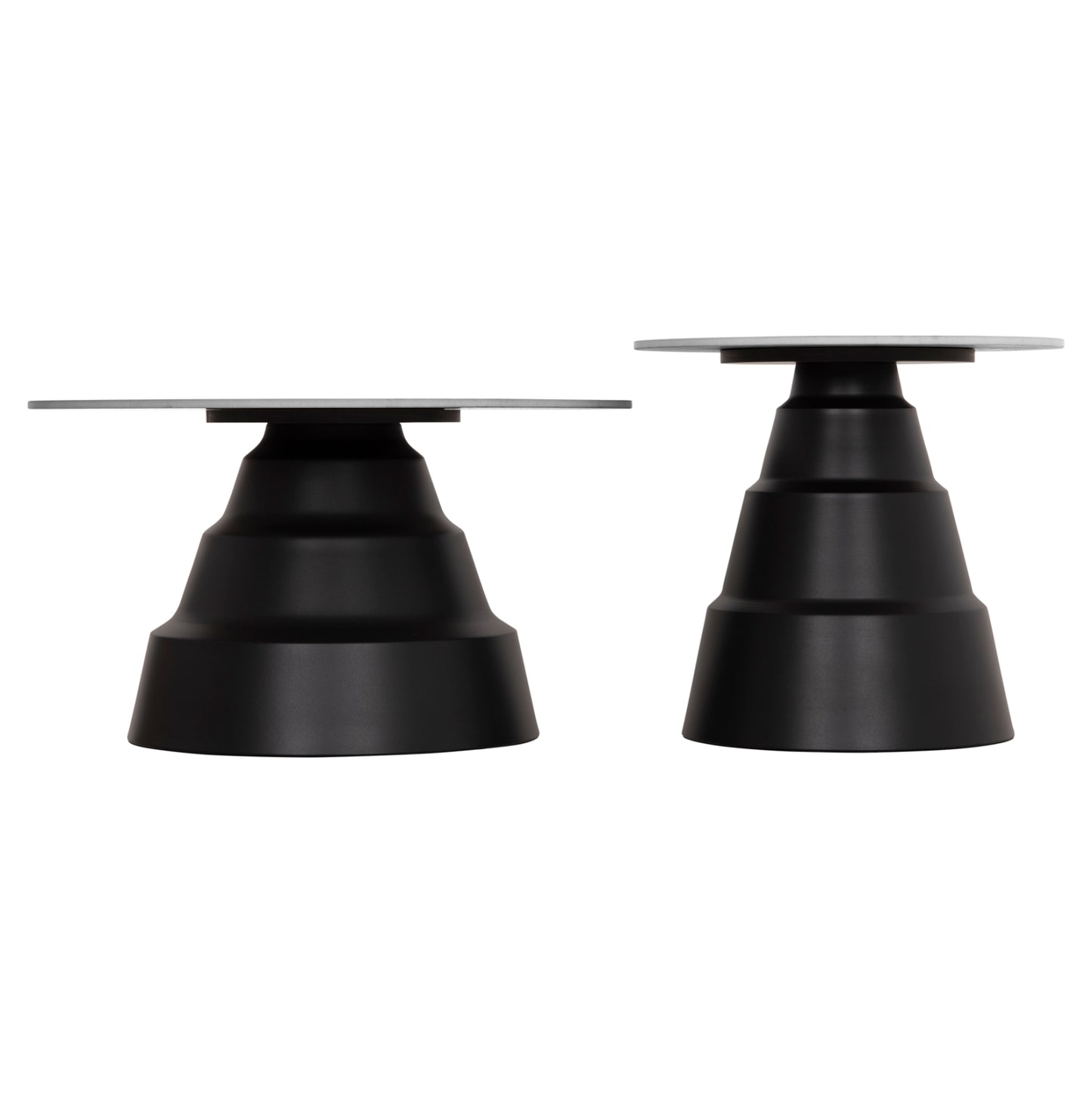 Set 2 Coffee Tables Lidox Hm18306.02 Sintered Stone Tops In Snow White Color Φ50cm & Φ70cm