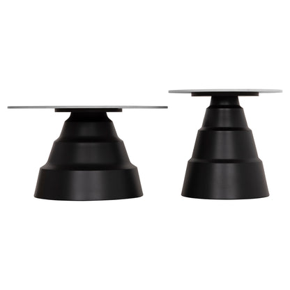 Set 2 Coffee Tables Lidox Hm18306.02 Sintered Stone Tops In Snow White Color Φ50cm & Φ70cm
