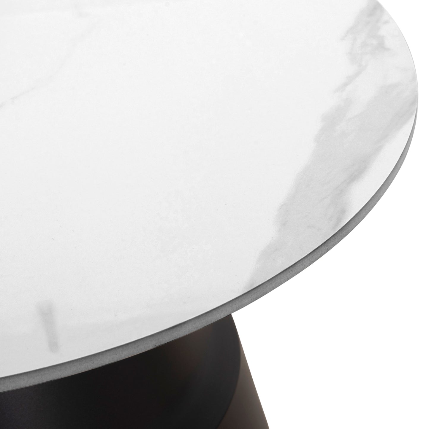 Set 2 Coffee Tables Lidox Hm18306.02 Sintered Stone Tops In Snow White Color Φ50cm & Φ70cm