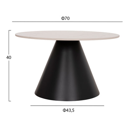 Set 2 Coffee Tables Ridge(x) Hm18307.02 Sintered Stone Tops--black Bases Φ50cm & Φ70cm