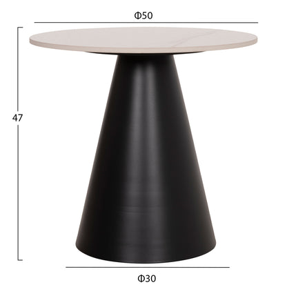 Set 2 Coffee Tables Ridge(x) Hm18307.02 Sintered Stone Tops--black Bases Φ50cm & Φ70cm