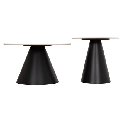 Set 2 Coffee Tables Ridge(x) Hm18307.02 Sintered Stone Tops--black Bases Φ50cm & Φ70cm