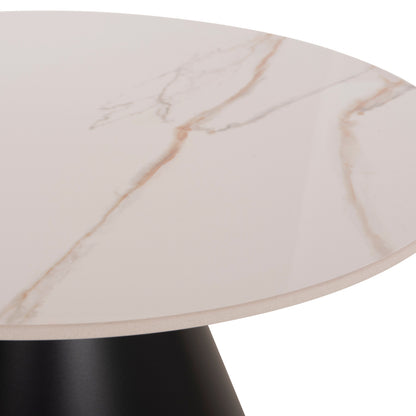 Set 2 Coffee Tables Ridge(x) Hm18307.02 Sintered Stone Tops--black Bases Φ50cm & Φ70cm