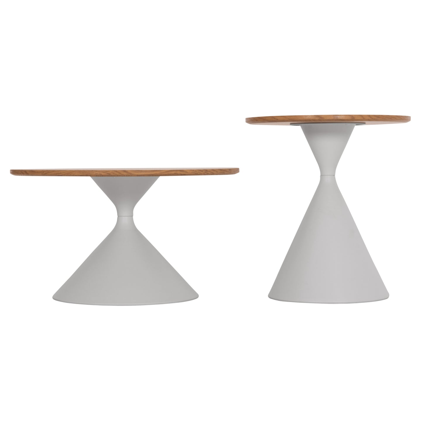 Set 2 Coffee Tables Jennel(x) Hm18308.01 Metal In White--mdf With Paper Veneer Φ50cm & Φ70cm