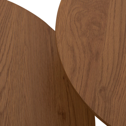 Set 2 Coffee Tables Jennel(x) Hm18308.01 Metal In White--mdf With Paper Veneer Φ50cm & Φ70cm
