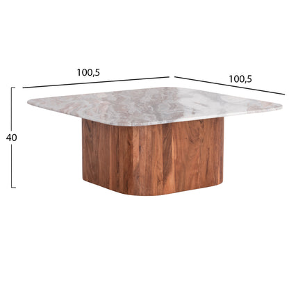 Set 2pcs Coffee Tables Square Volti Hm21079 Grey Marble-acacia Wood