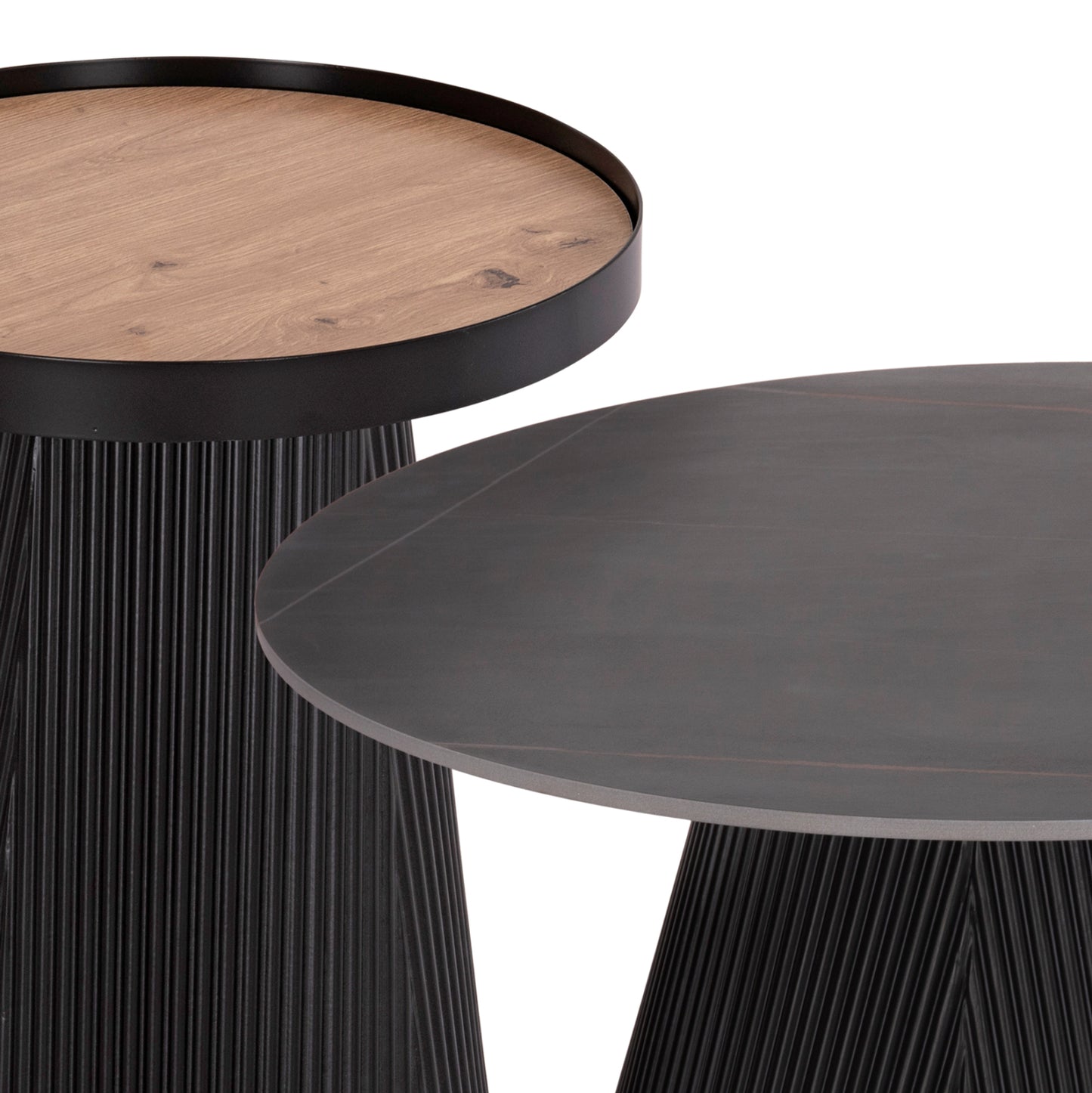 Coffee Tables 2pcs Set Duncan Hm21081 Mdf And Ceramic Top Φ80cm & Φ45cm