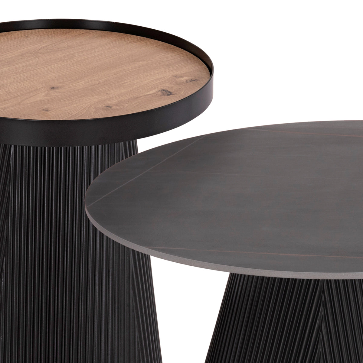 Coffee Tables 2pcs Set Duncan Hm21081 Mdf And Ceramic Top Φ80cm & Φ45cm