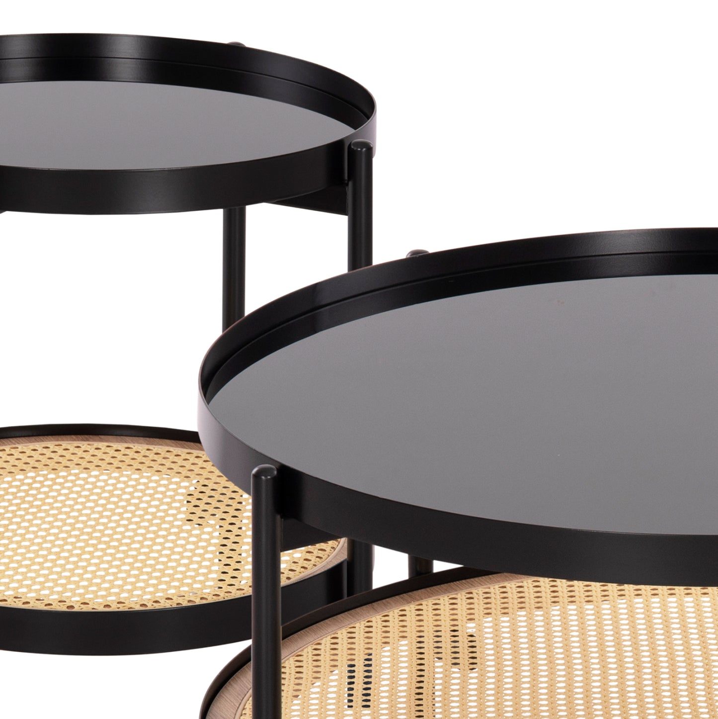 Coffee Tables 2pcs Set Seitz Hm21086 Metal-synthetic Rattan Φ80cm & Φ50cm