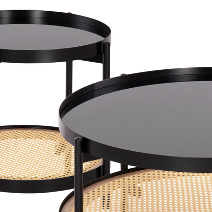 Coffee Tables 2pcs Set Seitz Hm21086 Metal-synthetic Rattan Φ80cm & Φ50cm