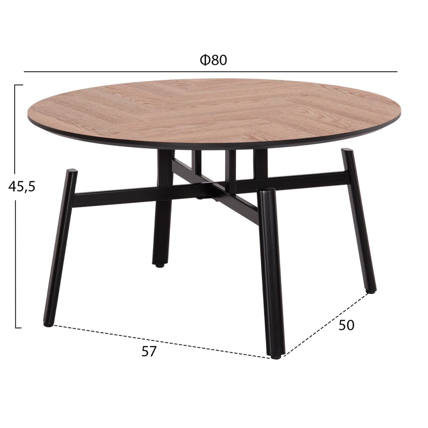 Coffee Tables 2pcs Set Norton Hm21088 Mdf-metal Φ80cm & Φ45cm