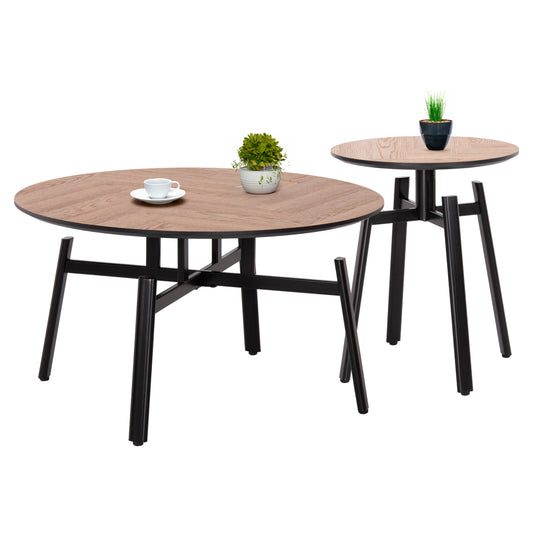Coffee Tables 2pcs Set Norton Hm21088 Mdf-metal Φ80cm & Φ45cm