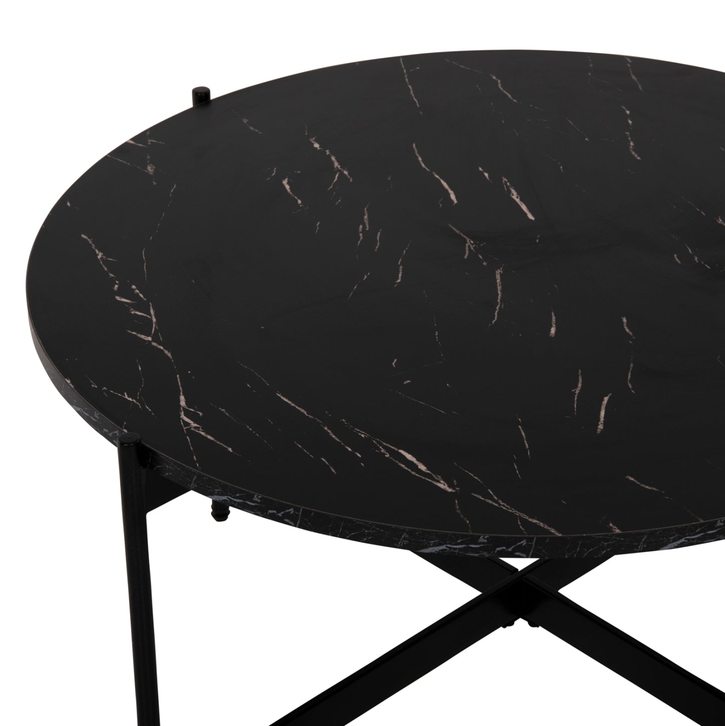 Coffee Tables 2pcs Set Ronda Hm21089 Mdf In Black Marble Color Φ80cm & Φ50cm