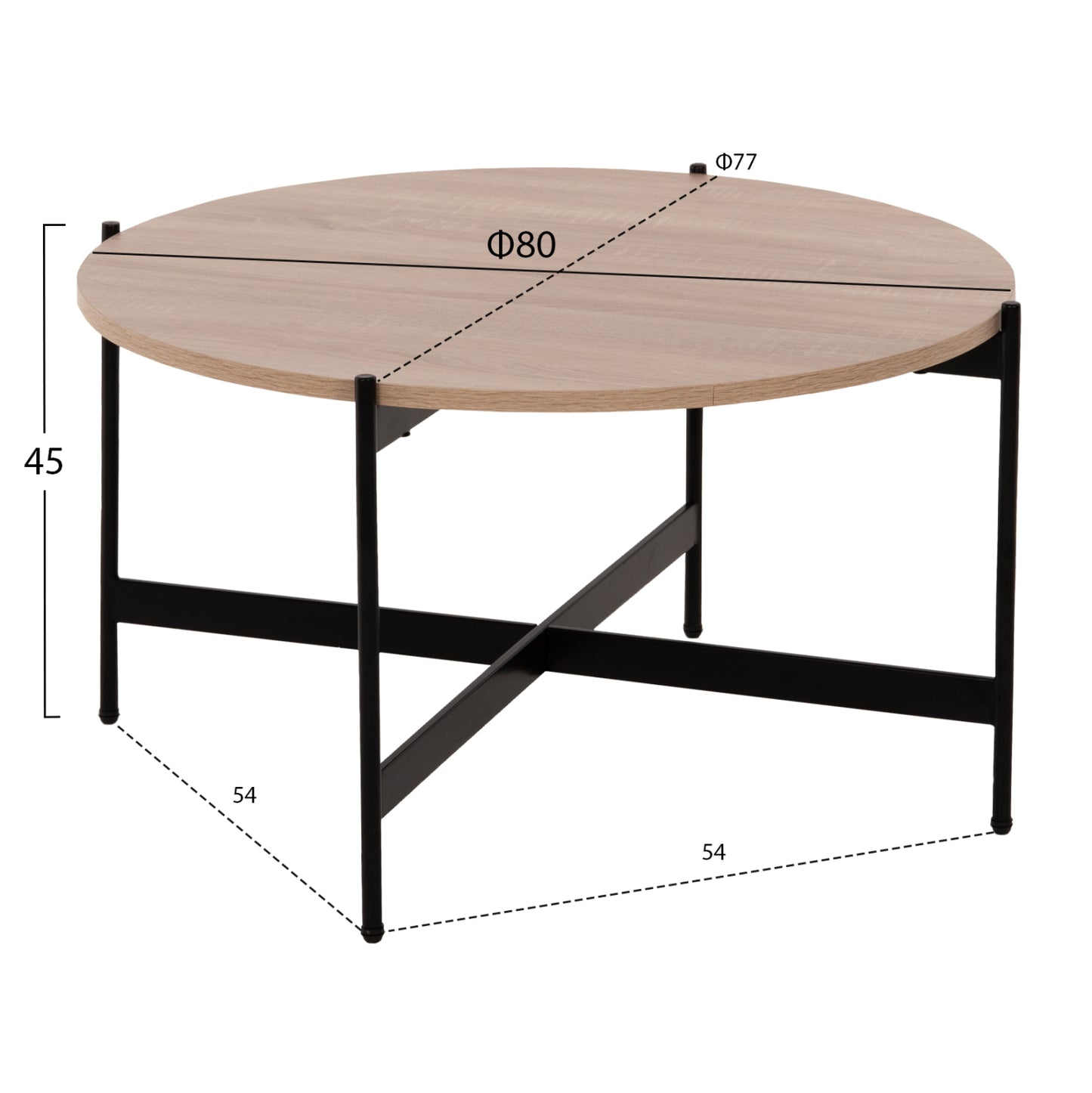 Coffee Tables 2pcs Set Ronda Hm21089.02 Mdf In Sonama Color Φ80cm & Φ50cm